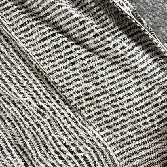 Lisa Bayne Pull On Striped Straight Leg Pants Womens S Gray Tan Mid Rise Linen - Picture 8 of 14